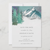 Rustikale Wasserfarbengebirge Pine Save the Date Einladung (Vorderseite)