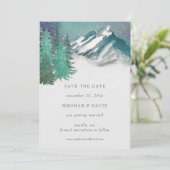Rustikale Wasserfarbengebirge Pine Save the Date Einladung (Stehend Vorderseite)