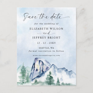 Rustikale Wasserfarbengebirge Pine Save the Date Postkarte