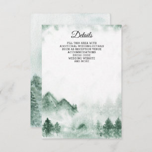 Rustikale Wasserfarbengebirge Pine Winter Wedding Begleitkarte