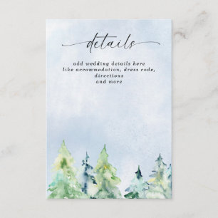 Rustikale Wasserfarbengebirge Pine Winter Wedding Begleitkarte