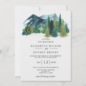 Rustikale Wasserfarbengebirge Pine Winter Wedding Einladung (Vorderseite)