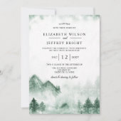Rustikale Wasserfarbengebirge Pine Winter Wedding Einladung (Vorderseite)