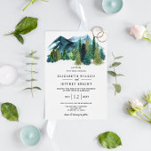 Rustikale Wasserfarbengebirge Pine Winter Wedding Einladung