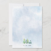 Rustikale Wasserfarbengebirge Pine Winter Wedding Einladung (Rückseite)