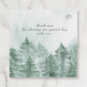 Rustikale Wasserfarbengebirge Pine Winter Wedding Geschenkanhänger (Rückseite)