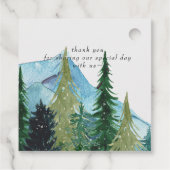 Rustikale Wasserfarbengebirge Pine Winter Wedding Geschenkanhänger (Rückseite)