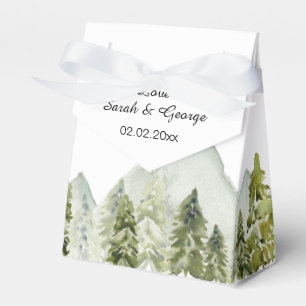 Rustikale Wasserfarbengebirge Pine Winter Wedding Geschenkschachtel
