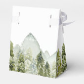 Rustikale Wasserfarbengebirge Pine Winter Wedding Geschenkschachtel (Rückseite)
