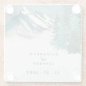 Rustikale Wasserfarbengebirge Pine Winter Wedding Glasuntersetzer (Rückseite)