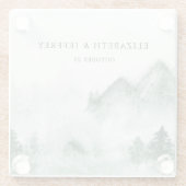 Rustikale Wasserfarbengebirge Pine Winter Wedding Glasuntersetzer (Rückseite)