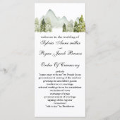 Rustikale Wasserfarbengebirge Pine Winter Wedding Programm (Vorderseite)
