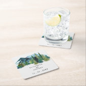 Rustikale Wasserfarbengebirge Pine Winter Wedding Rechteckiger Pappuntersetzer (Vor Ort)