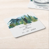 Rustikale Wasserfarbengebirge Pine Winter Wedding Rechteckiger Pappuntersetzer (angewinkelt)
