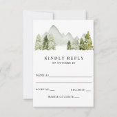 Rustikale Wasserfarbengebirge Pine Winter Wedding RSVP Karte (Vorderseite)