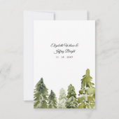 Rustikale Wasserfarbengebirge Pine Winter Wedding RSVP Karte (Rückseite)