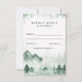 Rustikale Wasserfarbengebirge Pine Winter Wedding RSVP Karte (Vorderseite)