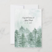 Rustikale Wasserfarbengebirge Pine Winter Wedding RSVP Karte (Rückseite)