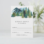 Rustikale Wasserfarbengebirge Pine Winter Wedding RSVP Karte (Stehend Vorderseite)