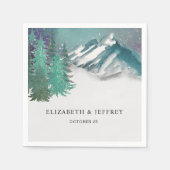 Rustikale Wasserfarbengebirge Pine Winter Wedding Serviette (Vorderseite)