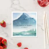 Rustikale Wasserfarbengebirge Pine Winter Wedding  Serviette (Beispiel)