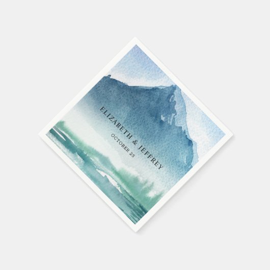 Rustikale Wasserfarbengebirge Pine Winter Wedding  Serviette (Ecke)