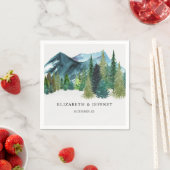 Rustikale Wasserfarbengebirge Pine Winter Wedding Serviette (Beispiel)
