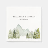 Rustikale Wasserfarbengebirge Pine Winter Wedding Serviette (Vorderseite)
