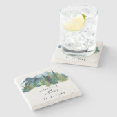 Rustikale Wasserfarbengebirge Pine Winter Wedding Steinuntersetzer (Seitenansicht)