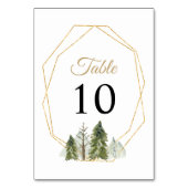 Rustikale Wasserfarbengebirge Pine Winter Wedding Tischnummer (Rückseite)