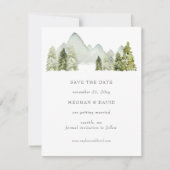 Rustikale Wasserfarbengebirge Save the Date Ankündigung (Vorderseite)