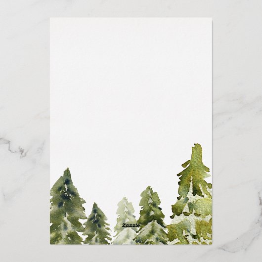 Rustikale Wasserfarbengebirge Save the Date Folieneinladung (Rückseite)