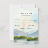 Rustikale Wasserfarbengebirge Winterhochzeit am Se RSVP Karte (Vorderseite)