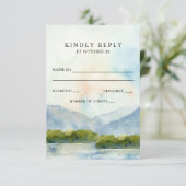 Rustikale Wasserfarbengebirge Winterhochzeit am Se RSVP Karte (Stehend Vorderseite)