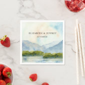 Rustikale Wasserfarbengebirge Winterhochzeit am Se Serviette (Beispiel)