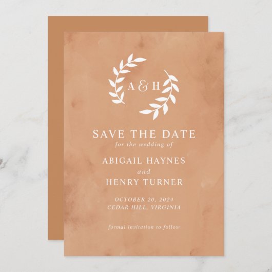 Rustikale Wasserfarbenhochzeit Save The Date (Vorne/Hinten)
