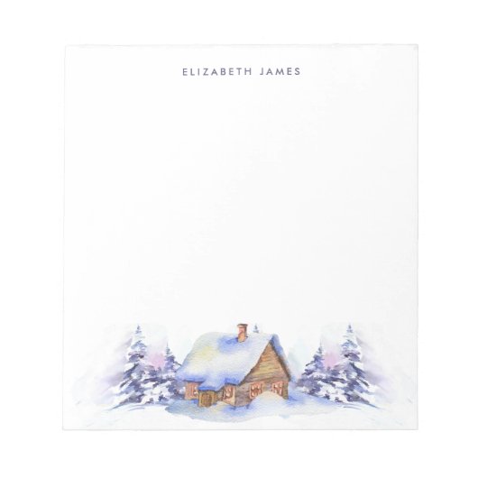 Rustikale Wasserfarbenkabine Blauwald Personalisie Notizblock (Vorderseite)