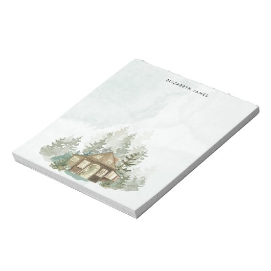 Rustikale Wasserfarbenkabine Grünwald Personalisie Notizblock (Rotiert)