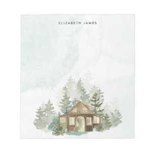 Rustikale Wasserfarbenkabine Grünwald Personalisie Notizblock