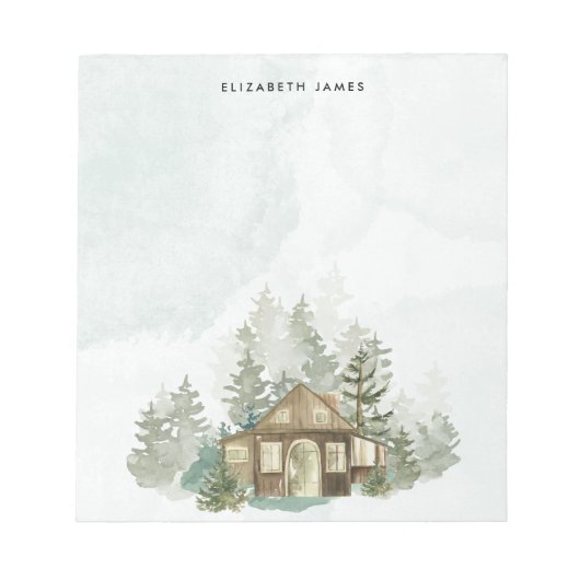 Rustikale Wasserfarbenkabine Grünwald Personalisie Notizblock (Vorderseite)