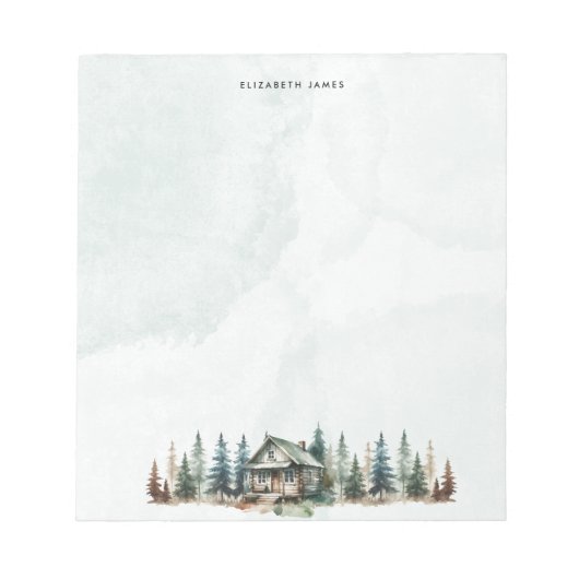 Rustikale Wasserfarbenkabine Grünwald Personalisie Notizblock (Vorderseite)