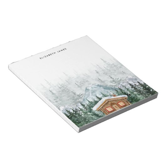 Rustikale Wasserfarbenkabine Grünwald Personalisie Notizblock (angewinkelt)