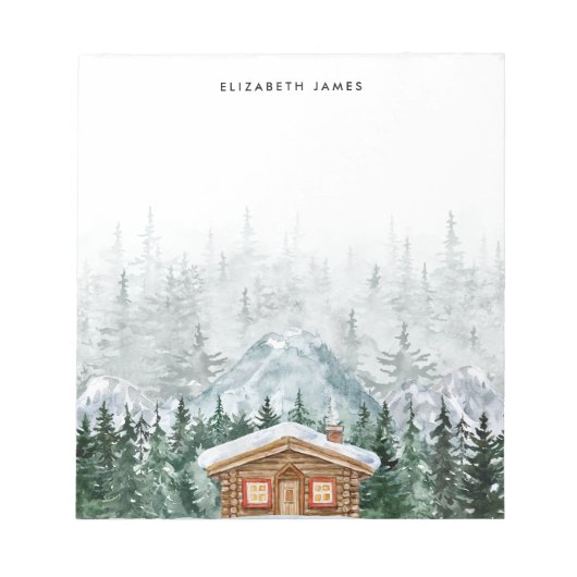 Rustikale Wasserfarbenkabine Grünwald Personalisie Notizblock (Vorderseite)