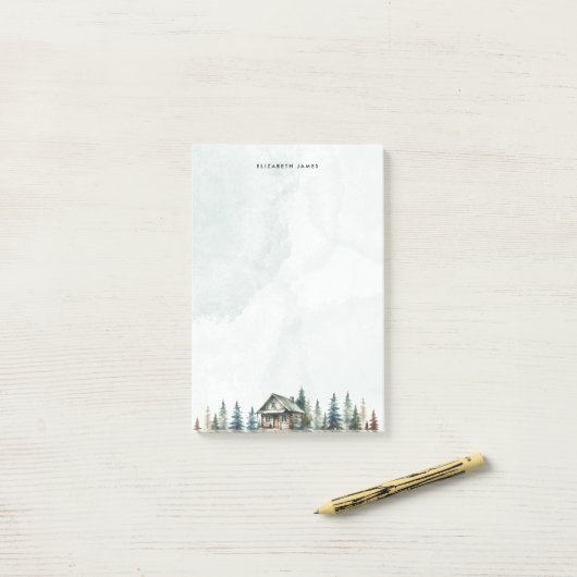 Rustikale Wasserfarbenkabine Grünwald Personalisie Post-it Klebezettel (Auf Schreibtisch)