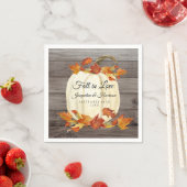 Rustikale Wasserfarbenkürbis-Herbstlaube Wood Dark Serviette (Beispiel)