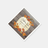 Rustikale Wasserfarbenkürbis-Herbstlaube Wood Dark Serviette (Ecke)