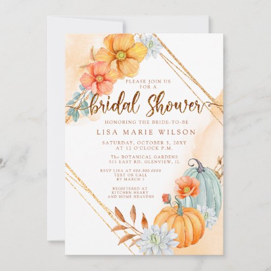 Rustikale Wasserfarbenkürme fallen Brautparty Einladung (Vorderseite)