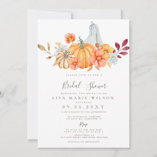 Rustikale Wasserfarbenkürme fallen Brautparty Einladung (Vorderseite)