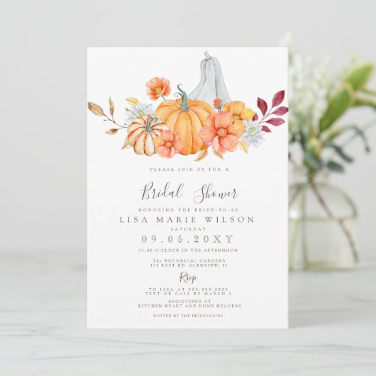 Rustikale Wasserfarbenkürme fallen Brautparty Einladung (Stehend Vorderseite)