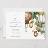 Rustikale Wasserfarbenlampen Einladung zur Hochzei (Vorderseite)